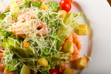 Caesar salad with shrimps