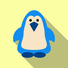 Cute penguin icon in flat style. Cold winter symbol. Antarctic bird, animal illustration.