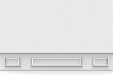 3d rendering. Gray copy space and luxury square white pattern wall background.