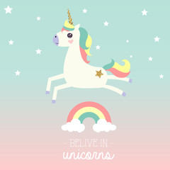 Obraz na płótnie Canvas Birthday Party Invitation with Unicorn