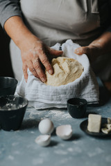 Woman working with dough  