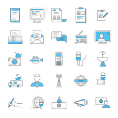 Mass Media and Journalism Thin Line Icon Set. Vector