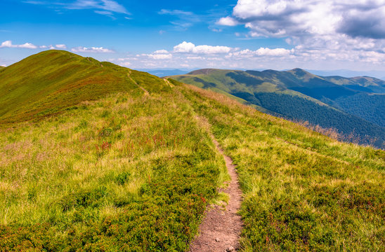 path on top of Carpathian mountain ridge