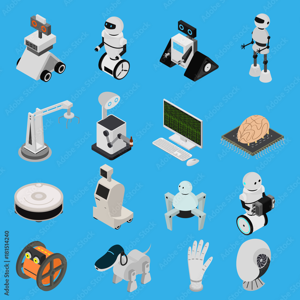Poster smart technologies devices icons set isometric view. vector