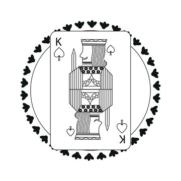 round shape of playing card king character poker