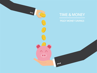 Money savings in pink piggy with gold coin icon.