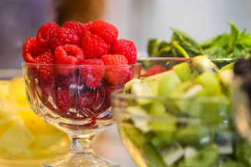 Portion of raspberry in a glass