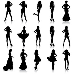 Beautiful fashion girl silhouette on a white background