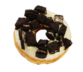 Doughnut with sprinkles isolated on white background.