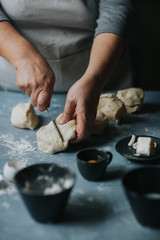 Woman working with dough