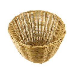 Brown basket wicker isolated white background, Home appliances.