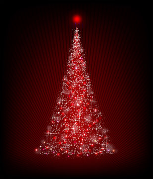 christmas red tree on a black background