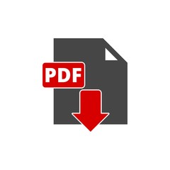 PDF digital document file format flat vector icon, Vector pdf download symbol