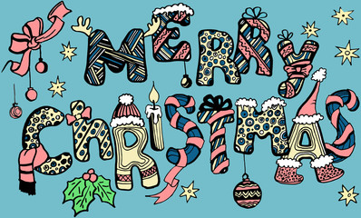 Hand drawn Merry Christmas font.