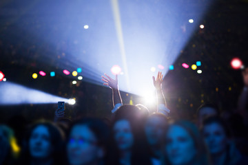 crowd having fun at concert - blurred image