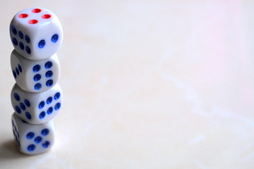 plastic dices close up
