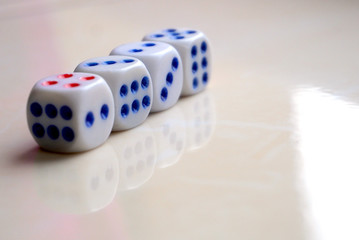 plastic dices close up