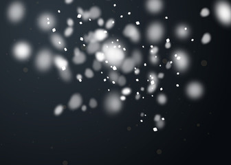 Snow overlay on transparent background. Vector illustration of falling snowflakes isolated. Vector template