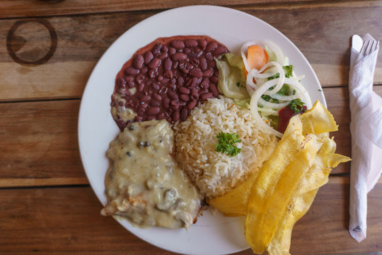 Costa rica plate, Meat With Rice and Beans.