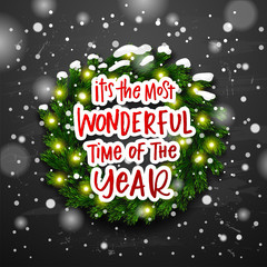 Fototapeta premium Christmas greeting card. Xmas vector background. Hand drawn calligraphy. concept handwritten 