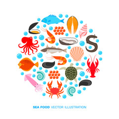 Seafood and fish icons