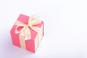 Gift boxes with bow on white background