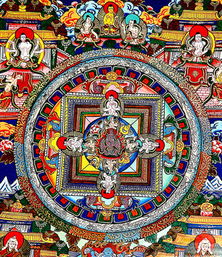 Thangka/Tanka  de Nepal es un tapiz o bandera budista, de seda pintada o bordada