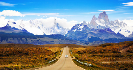 Views from highway at peaks of Andes