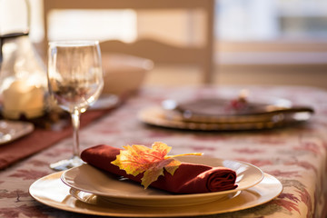Setting the table for Thanksgiving dinner