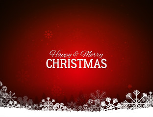 Red Merry Christmas Background With Snowflakes
