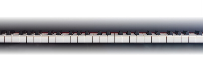 Piano keyboard, front view, copy space