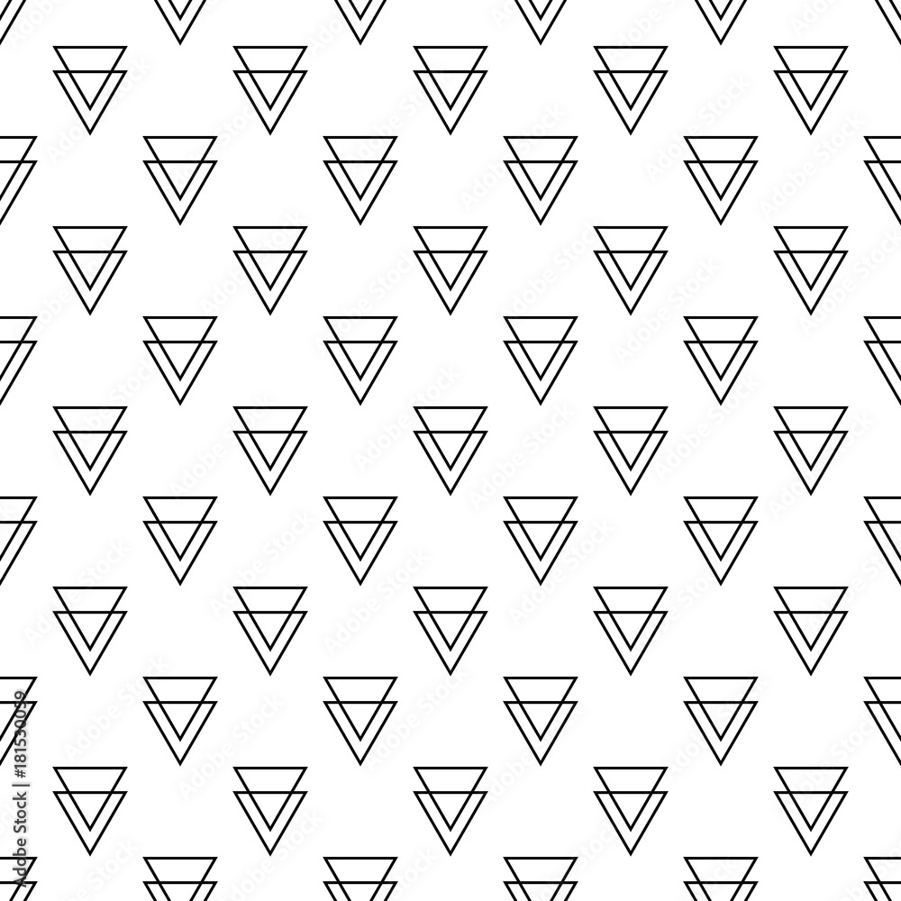 Poster abstract vector seamless pattern with triangles on white background. flat illustration of pyramids. 