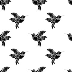 Abstract seamless hummingbird pattern for girls or boys. Creative vector background with hummingbird, birds. Funny wallpaper for textile and fabric. Fashion birds style. Monochrome birds, gull picture