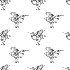 Abstract seamless hummingbird pattern for girls or boys. Creative vector background with hummingbird, birds. Funny wallpaper for textile and fabric. Fashion birds style. Monochrome birds, gull picture