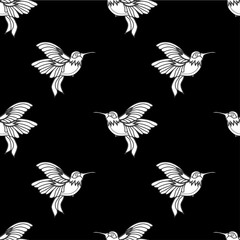 Abstract seamless hummingbird pattern for girls or boys. Creative vector background with hummingbird, birds. Funny wallpaper for textile and fabric. Fashion birds style. Monochrome birds, gull picture