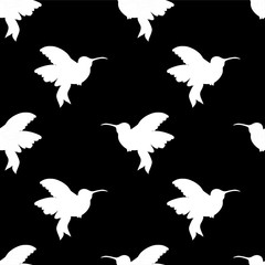 Abstract seamless hummingbird pattern for girls or boys. Creative vector background with hummingbird, birds. Funny wallpaper for textile and fabric. Fashion birds style. Monochrome birds, gull picture