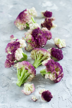 Fresh raw purple cauliflower