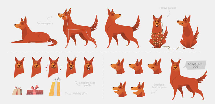 Set for creating a dog animation of emotions.