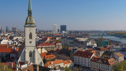 Naklejka premium Panorama of Bratislava with the Danube, Slovakia. Aerial view of Bratislava, Slovakia.