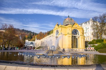 Main colonnade and Singing fountain in Marianske Lazne (Marienbad) - great famous Bohemian spa town...
