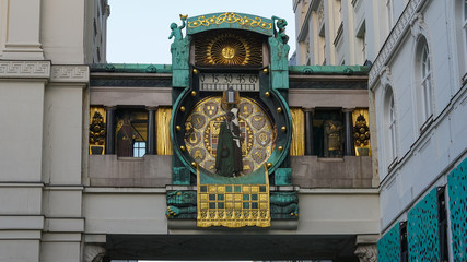 Famous Ankeruhr Clock in Hoher Markt. Vienna Austria.