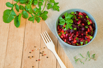 Vinaigretta - vegetable salad with beets, carrots and other vegetables