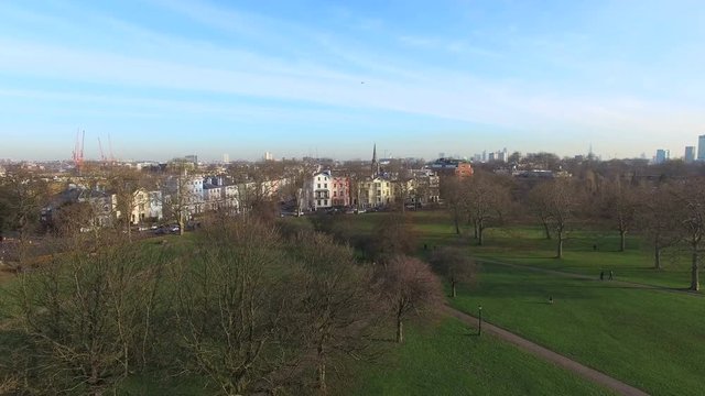 aerial view of beautiful park and London city