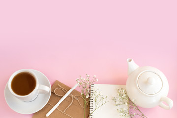 Gypsophila on a pink background
