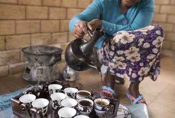 Türaufkleber Ethiopian coffee ceremony. © Wollwerth Imagery