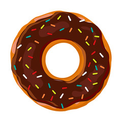 Sweet donut. Donut withchocolate glaze isolated on white background. Vector - 181534087