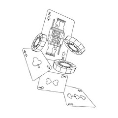 cards and chips falling casino related icons image vector illustration design 