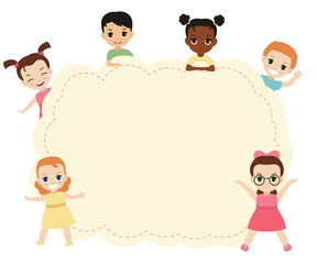 Naklejka premium Group of happy children