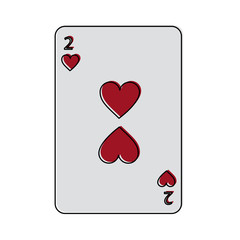 two of hearts french playing cards related icon image vector illustration design 
