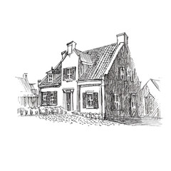 Vector graphic image of the house. Illustration of a house in English style - 181535627